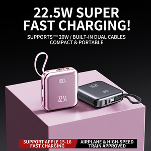 พาวเวอร์แบงค์พกพา 22.5W ชาร์จเร็ว พร้อมสายชาร์จคู่ สำหรับ iPhone และอุปกรณ์ Android - Product Image 4