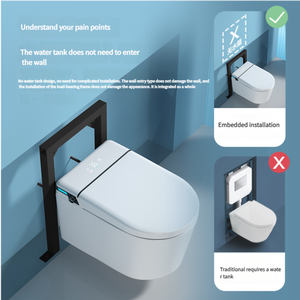 WC intelligent suspendu, articles sanitaires, toilettes automatiques pour la maison, toilettes intelligentes avec commande vocale - Product Image 2