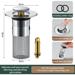 Hair Catcher Shower Drain Bathroom Kitchen <strong>Sink</strong> Pop up Stopper Stainless Steel <strong>Sink</strong> <strong>Strainer</strong> - Product Image 4