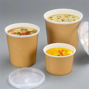 Gobelet à soupe en papier kraft jetable, bol en papier, emballage à emporter, seau pour crème glacée, soupe et bouillie - Product Image 3