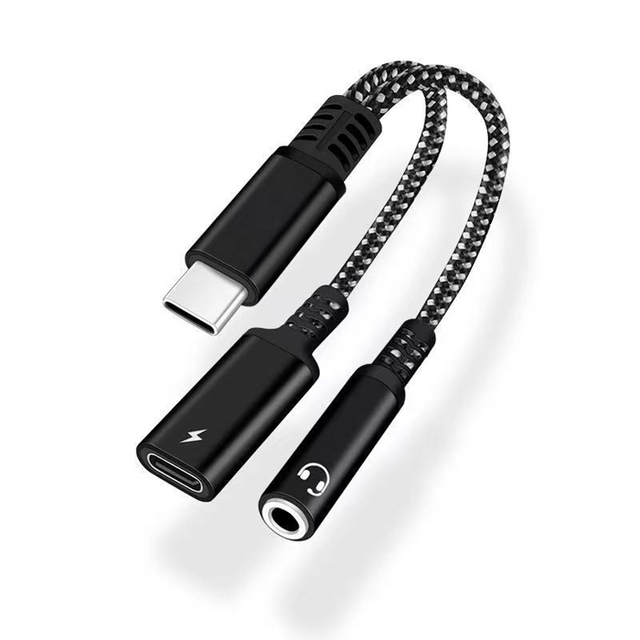 D3277 PD60W Fast Charge 2 in 1 Type-C USB C to 3.5mm AUX Audio Headphone Jack Adapter Charger Cable