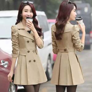 Wholesale Ladies Fashion Button Lapel Elegant Windbreaker <b>Spring</b> Autumn <b>Coat</b> Outwear Jacket <b>for</b> <b>Women</b> Lady <b>Coat</b> J0190 - Product Image 3