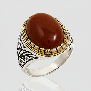 925K Sterling <b>Silver</b> Carnelian <b>Men</b> <b>Ring</b> - Product Image 2