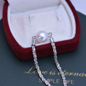 Pulsera Redonda Blanca de Agua Dulce de 11-12 mm para Mujer, Plata de Ley S925, Pulsera de Cristal Ajustable con Luz Intensa y Pequeños Defectos - Product Image 3