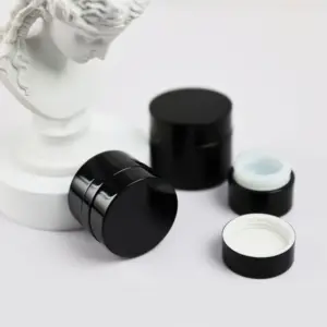 1oz Double Wall Hitam Aluminium kemasan kosmetik stoples krim dengan Pp Dalaman Jar 30g kuku Gel kemasan guci