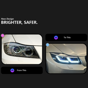 AURON Auto Lighting 12V New Front LED Head Lamp 36W 6000 lm Dual Color Retrofit Upgrade 3 Series E90 2005-2012 6000K DRLS D2H - Product Image 2