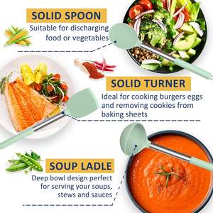 24pcs Ustensiles de cuisine en silicone Ustensiles de cuisine en silicone antiadhésifs Ensemble de spatules avec support-Meilleur ustensiles de cuisine - Product Image 4
