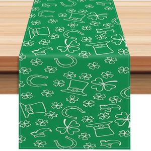 <b>Green</b> Printed Four-Leaf Clover Shamrock St. Patrick's Day Woven Table <b>Runner</b> Home Use Dining Table Accessory Seasonal Kitchen - Product Image 3