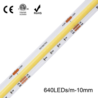 Lampu Strip LED COB CCT Putih yang Dapat Disesuaikan 640LED/m 24V Dua Warna 1800K-6500K Fleksibel Tanpa Titik Dapat Diredupkan hingga Hangat untuk Penerangan Rumah