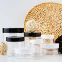 60Ml 100Ml 200Ml 250Ml Ps Pet Clear Cosmetic Cream Jars Conteneur de gommage en plastique avec bouchon noir 4oz pot de pommade en plastique