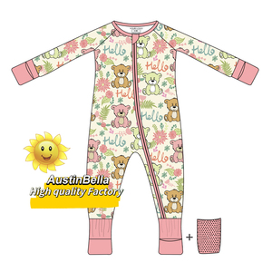 Ropa para Bebés Recién Nacidos, Ropa Infantil, Mamelucos Estampados para Bebés, Mameluco Liso con Volantes y Manga Larga, Pijama de Bambú con Cierre y Pies Cubiertos - Product Image 3