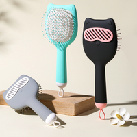Peigne à cheveux chat à grande tête peinte à la main avec coussin moelleux, portable, en ABS, pour le Nouvel An, la remise des diplômes et la rentrée scolaire