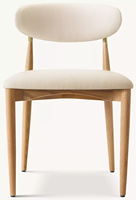 Chaise de salle à manger sculpturale de style moderne du milieu du siècle, en chêne massif et acier tubulaire, fabriquée à la main
