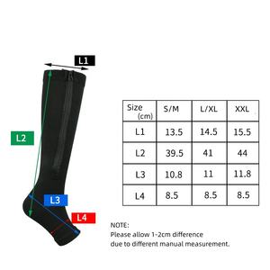 Open Toe Compression Genou <span class=keywords><strong>Bas</strong></span> Vericose Veins Zipper Chaussettes pour Femmes Hommes - Product Image 6