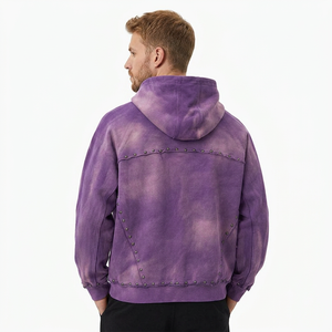 Sudadera con capucha tie-dye para hombre, de ajuste holgado, forro polar, informal, de invierno, ODM, antipilling, con bolsillos de longitud completa - Product Image 2