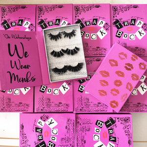 new arrivals 3pairs mink lash box book packaging case Full Strip fluffy vegan 25mm 3D eye lashes new lash packaging