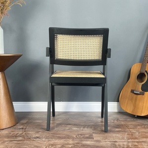 Silla de Ratán de Color Natural, Silla de Madera Maciza de Ratán, Silla de Comedor Vintage, Silla de Café para Hotel y Restaurante - Product Image 5