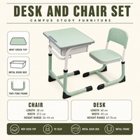 Ensemble de bureau et chaise d'école réglables en hauteur, ergonomiques, avec structure métallique, mobilier de classe pour l'école primaire