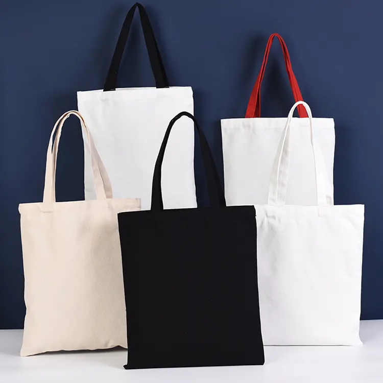 Tote bag in tela di cotone organico semplice con logo sacchetto della spesa in bianco riciclato Eco stampato personalizzato