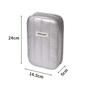 Water Resistant Nylon Cosmetic Pouch Silver Medium Zipper Travel Organizer Fashion Style OEM - Product Image 6