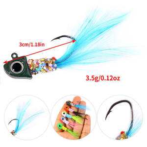 HEGNJIA 5 piezas/bolsa 3.5g Jig Head de Plomo con Pluma, Anzuelo Afilado, Jig de Pelo Colorido, Señuelos Artificiales para Pesca en Hielo y Crappie - Product Image 3