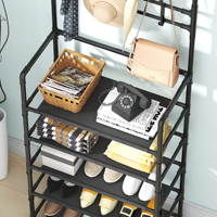 Porte-manteau autoportant avec étagère à chaussures et crochets - Design moderne pour appartement