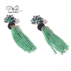 joyería hermosa espumosos de gota de lágrima de piedra de pavimentación declaración pendiente de cristal de Murano pendientes - Product Image 1