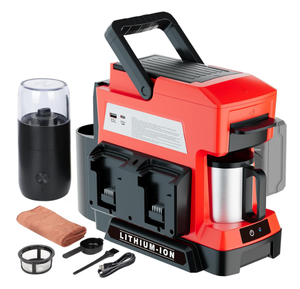 Cafetera Portátil Inalámbrica para Milwaukee, Compatible con Batería de 18V, con Molinillo Eléctrico, Construcción de Plástico Rojo y Metal - Product Image 1