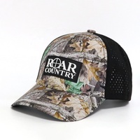 Casquettes de baseball pour hommes à 6 panneaux, design tendance, patch en caoutchouc personnalisé, impression camouflage numérique forêt, découpe laser, trous, pour la chasse en extérieur