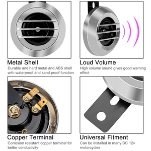 Haut-parleurs ronds étanches pour <span class=keywords><strong>Scooter</strong></span>, cyclomoteur, Dirt Bike, ATV, klaxon universel 12V, Kit de klaxon électrique pour moto 1.5A 105db - Product Image 5