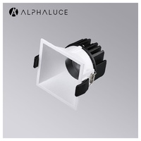 Spot LED encastrable carré 9,5 cm noir, orientable, 95 mm, faisceau large, COB étanche 7W, downlight encastré