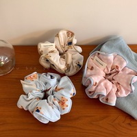 Scrunchie imprimé petit ours style coréen pour femme, élastique, fait main, style Instagram, accessoires capillaires mignons