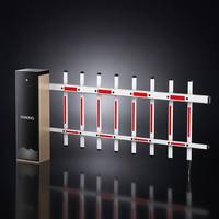 Barrière à bras articulé pliable en alliage d'aluminium Keydeone 6m avec télécommande RFID pour smartphone, idéale pour les applications industrielles et commerciales intensives et les parkings.