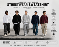 Sweat-shirt streetwear personnalisé, usine OEM ODM, sweat-shirt oversize, vêtements à marque privée, broderie de logo personnalisée, impression, vente en gros