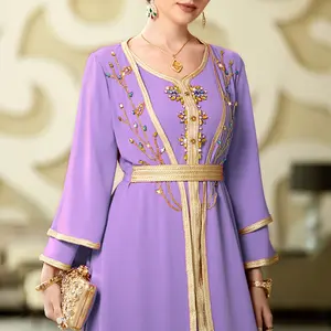 Top quality islamic Diara Diamond Set Elegant temperament Two -piece dress silk Abaya Maxi Dress