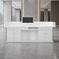 Bureau de réception de luxe professionnel personnalisé moderne avec éclairage LED blanc brillant pour salon de beauté, spa, centre de soins de la peau, clinique, hall d'entrée, bureau