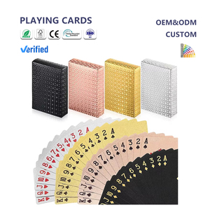 Kustom baru Poker plastik yang dipersonalisasi halus tahan air hitam kartu bermain berlapis emas tahan lama Poker papan permainan - Product Image 1