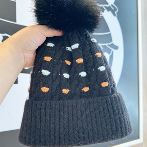 Gorro de Punto Jacquard con Puntos de Color Sólido, Forrado de Felpa, Grueso, Cálido para Exteriores, con Pompón, Moderno, Suave y Acogedor para Viajar - Product Image 5