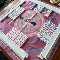 Ensemble de Mahjong américain de luxe en acrylique durable et de qualité supérieure avec tuiles de Mahjong en acrylique rose en forme d'éléphant pour les rassemblements décontractés