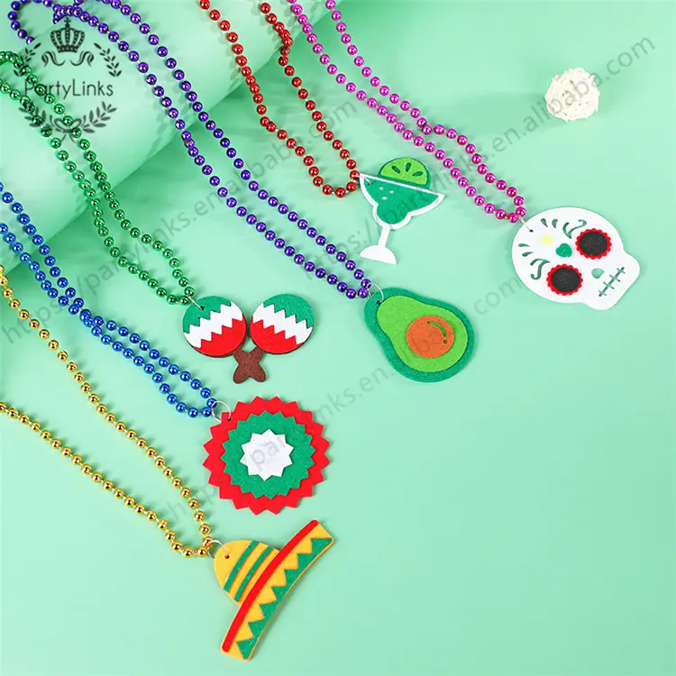 Colliers de fête mexicains perle pour fête d'anniversaire mexicaine faveurs fournitures décorations cadeau