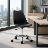 Chaise de bureau pivotante mobile réglable en hauteur, avec siège rembourré en PU souple et confortable, en plastique coloré