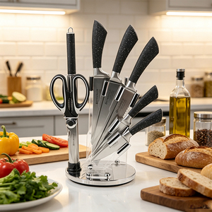 Juego <span class=keywords><strong>de</strong></span> <span class=keywords><strong>Cuchillos</strong></span> <span class=keywords><strong>de</strong></span> Acero Inoxidable <span class=keywords><strong>de</strong></span> Alta Calidad para Chef, con Cuchillo Santoku, Construcción Ecológica en Metal 3CR13 - Product Image 2