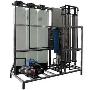 1000LPH three FRP filters reverse osmosis water filter system with EDI high pure water system.