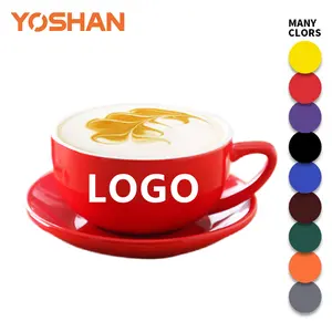 Logo personalizzato stampato LFGB colori assortiti colori nordici Espresso in bianco Cappuccino caffè in ceramica tazze tazze e piatti piattino Set