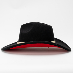 Chapeau de cowboy en feutre à bord roulé, design en feutre tibétain bicolore, chapeau de jazz occidental pour hommes et femmes, chapeau rétro formel décontracté transfrontalier - Product Image 3