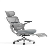 Chaise de bureau ergonomique avec appui-tête 5D, accoudoirs en PU, dossier en mesh, soutien lombaire réglable, siège coulissant, inclinaison à quatre positions, pivotante