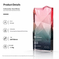 Trophée en cristal à bulles haut de gamme créatif, personnalisé pour les récompenses d'entreprise, les incitations pour les employés, forme géométrique colorée dégradée