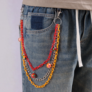 Cadena de cintura navideña de acrílico a la moda de Yueli, estilo hip hop de varias capas con aleación de zinc naranja para mujer - Product Image 1