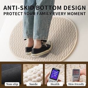 พรมเช็ดเท้ารูปวงรีผ้ากำมะหยี่เนื้อนุ่มดูดซับน้ำได้ดี กันลื่น ดีไซน์เรียบง่ายสำหรับห้องน้ำ - Product Image 5