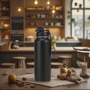 Termo de viaje para deportes al vacío de doble tapa de acero inoxidable de 40OZ, artefacto grande de plástico rociado para dinero, almacenamiento seguro en caliente - Product Image 4